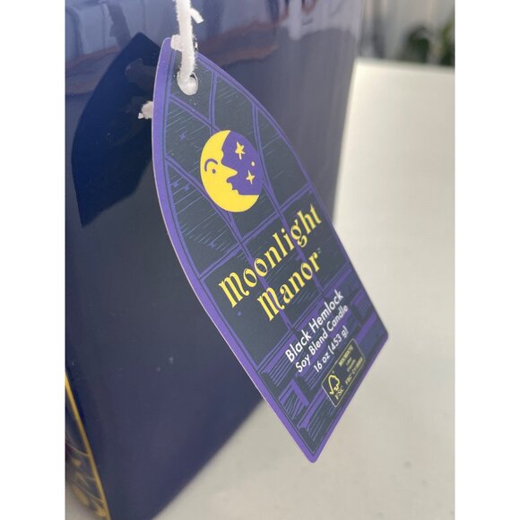 Moonlight Manor Ceramic Book Stack Candle 16 Oz Black Hemlock Halloween Witch - Picture 5 of 9